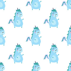 cute unicorn character seamless pattern - 781473345