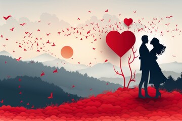 Embrace Romantic Art: Modern and Stylish Illustrations Perfect for Proposals, Valentine's Day, and Capturing Love