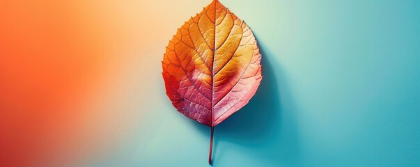 Multicolored leaf an a colored background