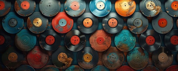Retro vintage vinyl records background