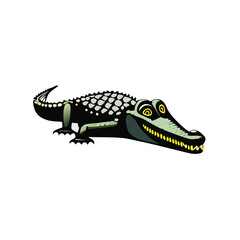 Dynamic vector illustration featuring a detailed crocodile design on a clean white background, perfect for logos, icons, or stickers. This editable layered vector showcases the fierce beauty of this w