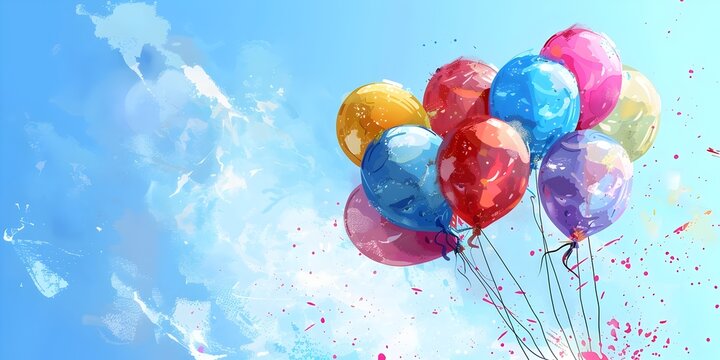 Colorful Balloons Carrying Wishes and Dreams into the Boundless Sky on a Celebratory Birthday