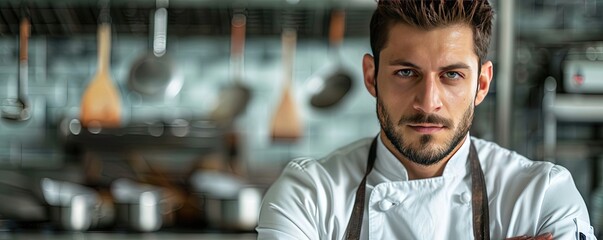 Young chef in apron with knife