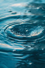 Serene Water Drop Ripple on Tranquil Blue Surface