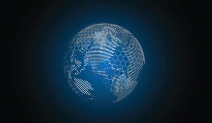 Global network connection and communication technology.Global network background.social network.	