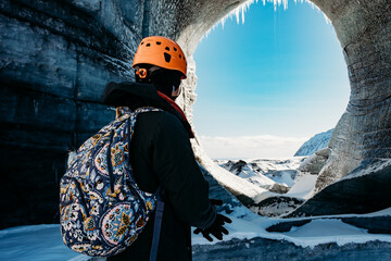 Girl on ice cave hike