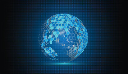 Global network connection and communication technology.Global network background.social network.	