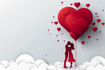 Connecting Graphics and Valentine Backgrounds: Romantic and Passionate Art Designs with Tender Embraces and Perfect Matches for Love Affairs - obrazy, fototapety, plakaty