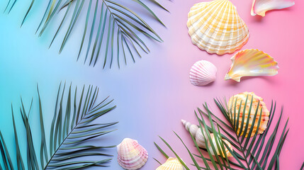 Fototapeta na wymiar Summer tropical banner - Refreshing design pop colors background