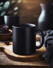 Black matte mug mockup 