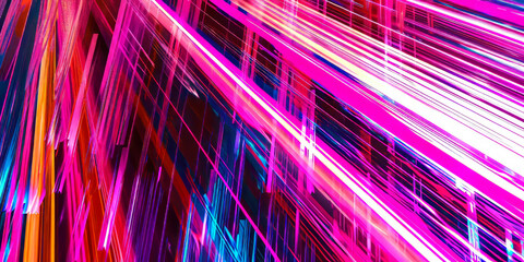 Vibrant Abstract Neon Light Streaks Background with Dynamic Motion