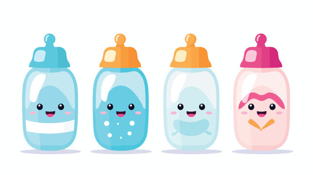 Isolated cute baby bottle pacifier on white backgro