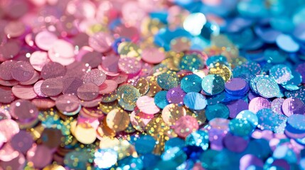 Obraz premium Colorful Sequins Pile Close Up