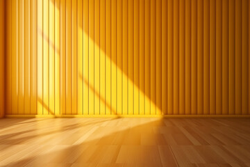 Modern bright yellow corrugated wall. Minimalist Concept
