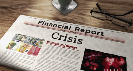 Crisis newspaper on table