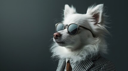 Stylish dog in suit and sunglasses