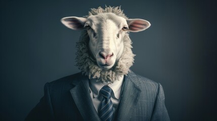 Business sheep in suit and tie