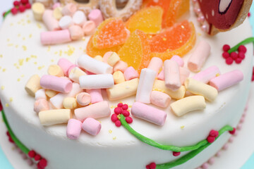 The beauty and creativity of decorated sweets. Highlighting the variety of colors, textures, and decorations