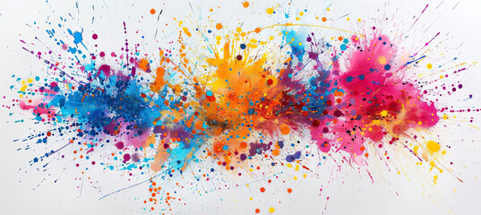 Colorful paint splashes powder explosion on white background