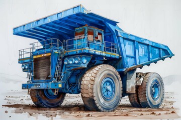 super huge dump truck, blueprint - obrazy, fototapety, plakaty