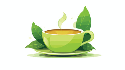 Isolated green tea simple vector logo design 2d fla