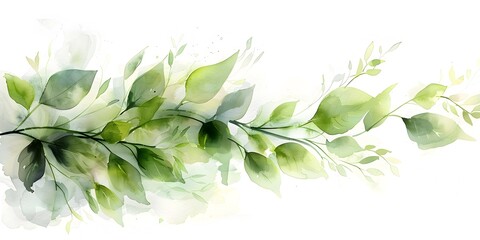 Delicate watercolor leaves and poetic calligraphy merge in this visually striking and nature inspired artwork on a clean white background perfect for - obrazy, fototapety, plakaty