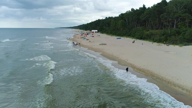 Beach Baltic Sea Lukecin Plaza Morze Baltyckiea Aerial View Poland