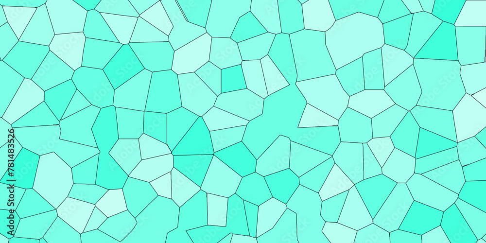 Poster blue and white broken stained glass background with white lines. aqua texture geometric modern creat