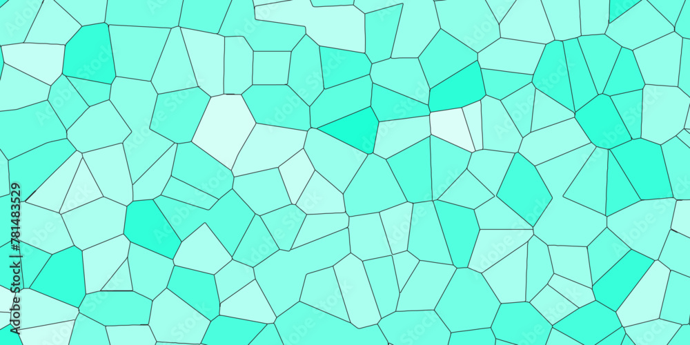 Poster blue and white broken stained glass background with white lines. aqua texture geometric modern creat