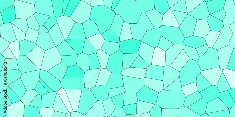 Poster blue and white broken stained glass background with white lines. aqua texture geometric modern creat