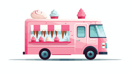 Isolated ice cream truck Simple Vector Design 2d fl