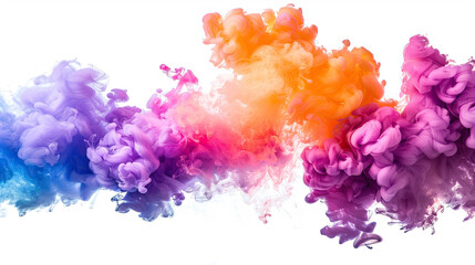 Fototapeta premium Multi colored smoke bomb explosion emitting on white background