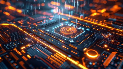 Fototapeta premium Create a PowerPoint background highlighting AI future tools for teachers, distinguished by a sophisticated petrol color palette and dynamic glow effects, symbolizing the promise of a futuristic 