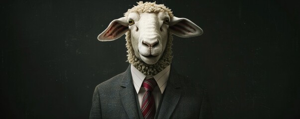 Corporate sheep concept in suit and tie - obrazy, fototapety, plakaty