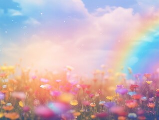 rainbow and flowers