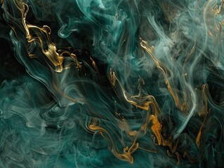 Billowing bronze and teal smoke