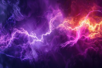 Electric bolts of lime and violet smoke