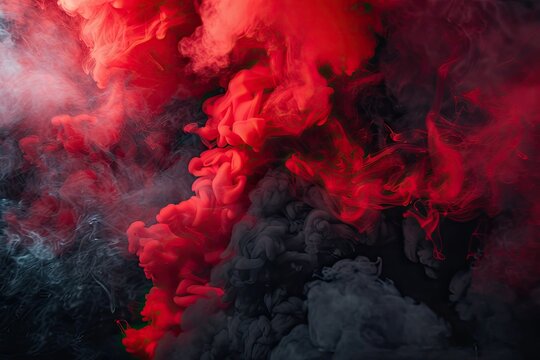 Intense red and black smoke swirling in a dramatic tango