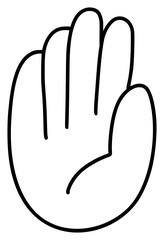 Drawn line of right hand icon gesture on white background, perfect for a logo or symbol, warning sign stop - 781485509
