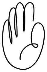 Drawn line of right hand icon gesture on white background, perfect for a logo or symbol, warning sign stop - 781485787