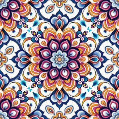 Fototapeta na wymiar Seamlesspattern_colorful_Procreate_Stamps_Ornate_Flower 