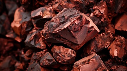 Closeup photograph of raw copper ore extracted from copper mine