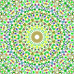 Abstract oriental dynamic psychedelic circular mosaic pattern background - floral colorful vector design with curved stones