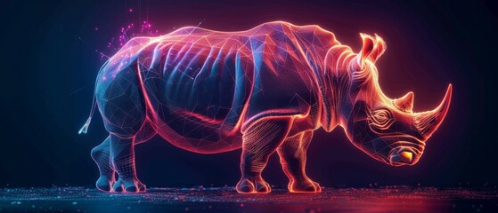 Translucent background, 8K hyper realistic wireframe animals, glowing with detail - obrazy, fototapety, plakaty