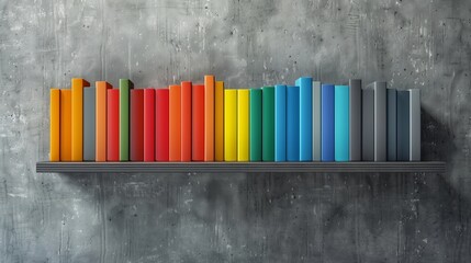 Bright book spines in a cool tone spectrum