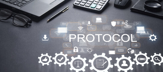 Concept of Protocol. Internet. Business. Technology