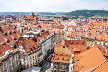 Naklejka na ściany i meble Panoramic view of Prague city centre