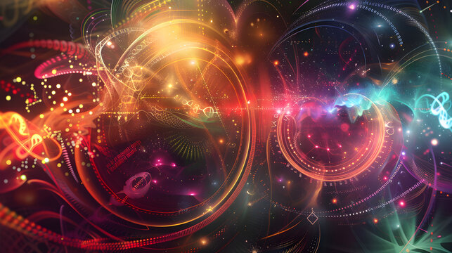 Abstract Representation of Quantum Physics in Vibrant Colors Exploring Particle-Wave Duality