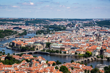 Fototapeta na wymiar Panoramic view of Prague city centre 