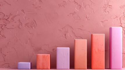 A 3D-rendered bar graph featuring a unique clay texture and gradient pink hue, visually comparing sales growth across periods or product categories.